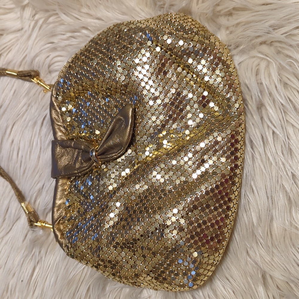 Vintage  Gold Mesh Evening Formal Bag Purse - Picture 2 of 4